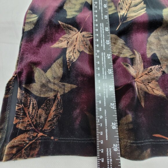 VTG Impressions Top Women's L Purple Eggplant Green Leaves Tunic Long Sleeve - Picture 8 of 13